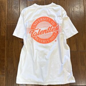 Talentless T Shirt University of Beverly Hills Mens L White Neon Front and Back